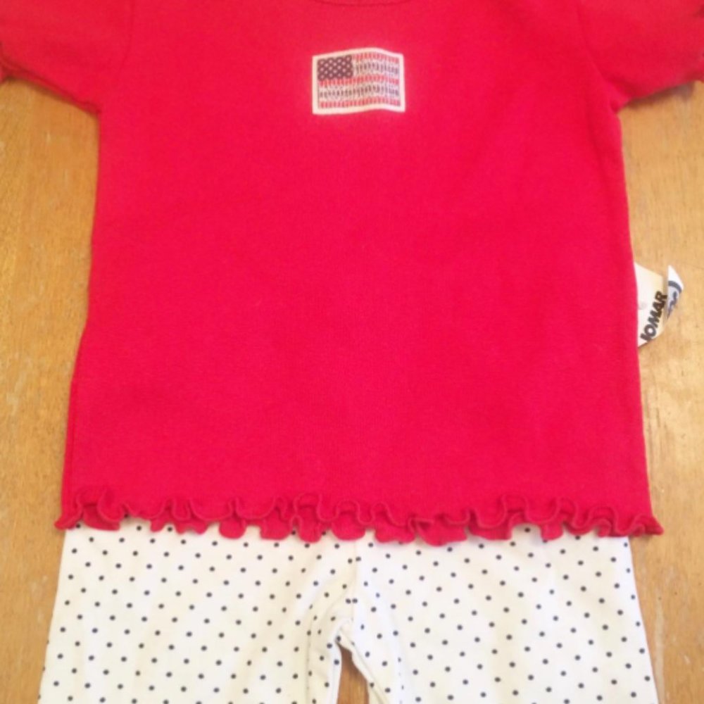 Mulberribush 3T 2 pc 4th July Set w/ Red Flag/Dots
